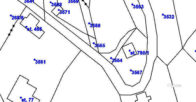 Parcela st. 586 v KÚ Vrát, Katastrální mapa