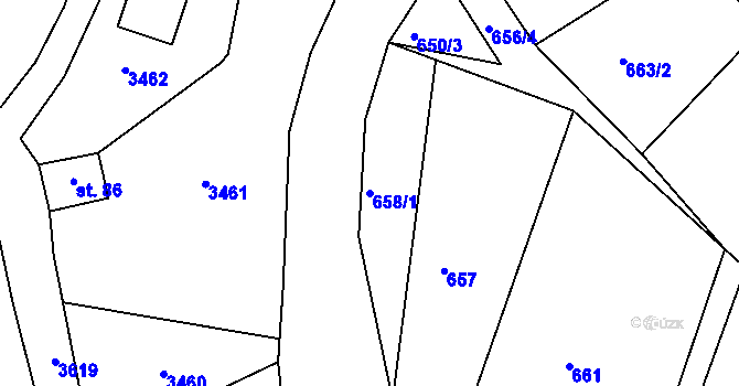 Parcela st. 658/1 v KÚ Vrát, Katastrální mapa