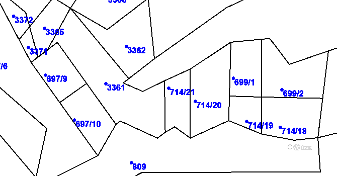 Parcela st. 714/21 v KÚ Vrát, Katastrální mapa
