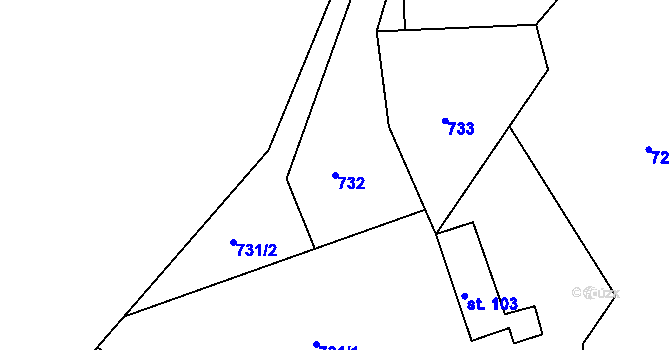 Parcela st. 732 v KÚ Vrát, Katastrální mapa