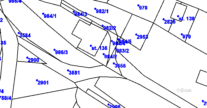 Parcela st. 984/2 v KÚ Vrát, Katastrální mapa