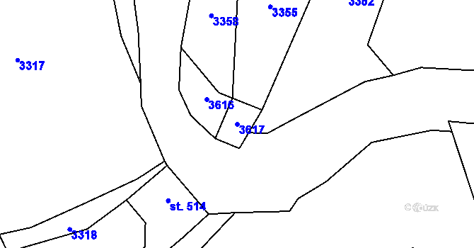 Parcela st. 3617 v KÚ Vrát, Katastrální mapa