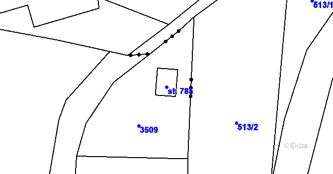 Parcela st. 785 v KÚ Vrát, Katastrální mapa