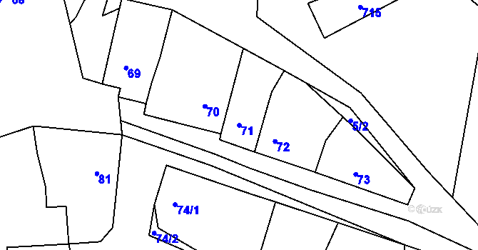 Parcela st. 71 v KÚ Kobeřice u Brna, Katastrální mapa