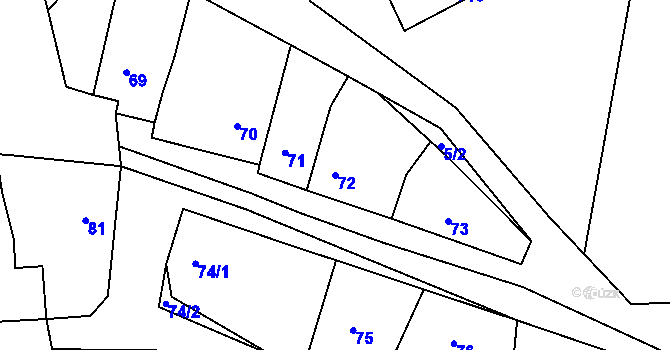 Parcela st. 72 v KÚ Kobeřice u Brna, Katastrální mapa