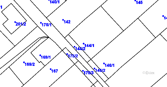 Parcela st. 144/1 v KÚ Kobeřice u Brna, Katastrální mapa