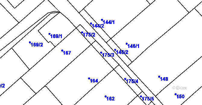 Parcela st. 175/3 v KÚ Kobeřice u Brna, Katastrální mapa