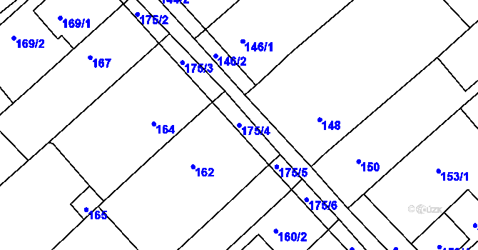 Parcela st. 175/4 v KÚ Kobeřice u Brna, Katastrální mapa