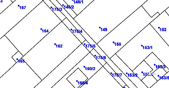 Parcela st. 175/5 v KÚ Kobeřice u Brna, Katastrální mapa