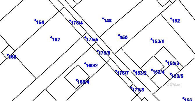Parcela st. 175/6 v KÚ Kobeřice u Brna, Katastrální mapa
