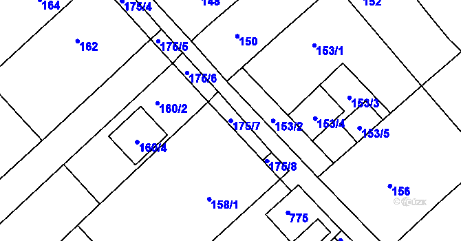 Parcela st. 175/7 v KÚ Kobeřice u Brna, Katastrální mapa