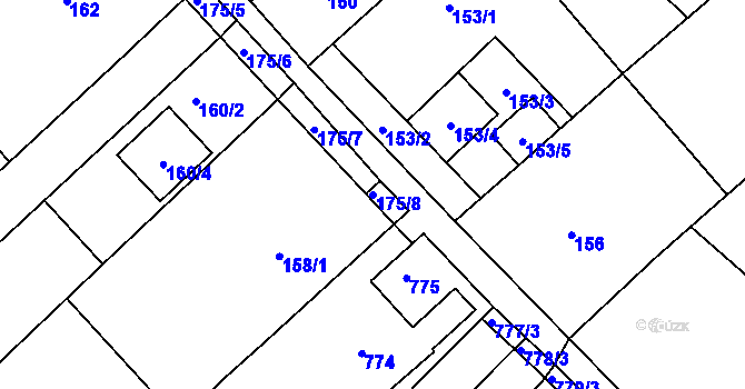 Parcela st. 175/8 v KÚ Kobeřice u Brna, Katastrální mapa