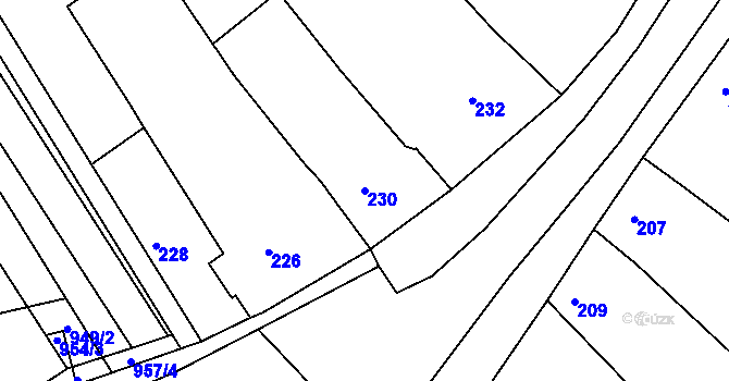 Parcela st. 230 v KÚ Kobeřice u Brna, Katastrální mapa