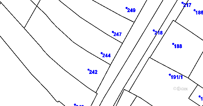 Parcela st. 244 v KÚ Kobeřice u Brna, Katastrální mapa