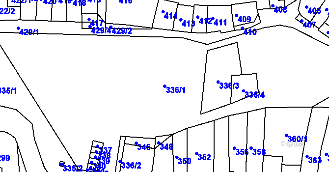 Parcela st. 336/1 v KÚ Kobeřice u Brna, Katastrální mapa