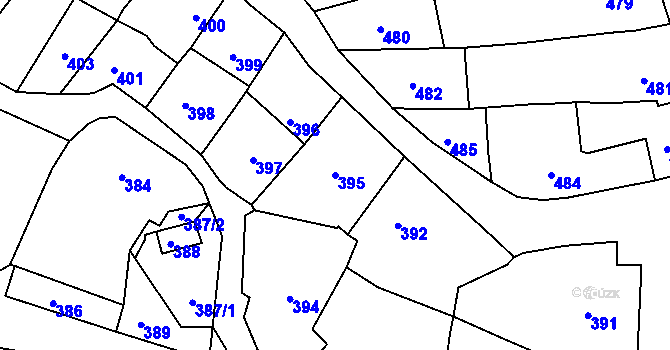 Parcela st. 395 v KÚ Kobeřice u Brna, Katastrální mapa