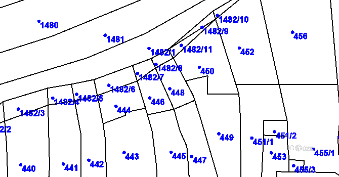 Parcela st. 448 v KÚ Kobeřice u Brna, Katastrální mapa