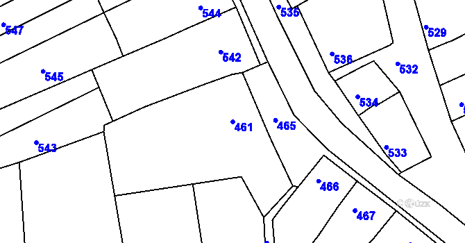 Parcela st. 461 v KÚ Kobeřice u Brna, Katastrální mapa