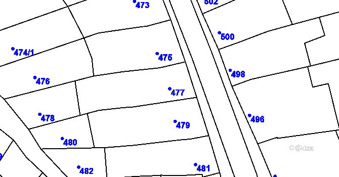 Parcela st. 477 v KÚ Kobeřice u Brna, Katastrální mapa