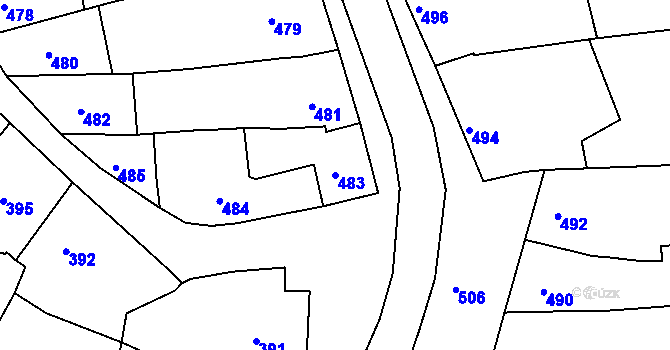 Parcela st. 483 v KÚ Kobeřice u Brna, Katastrální mapa