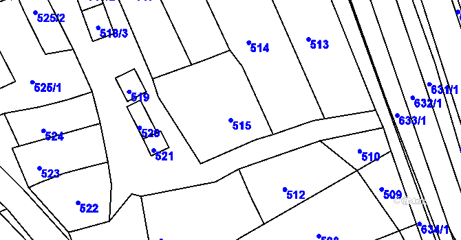 Parcela st. 515 v KÚ Kobeřice u Brna, Katastrální mapa