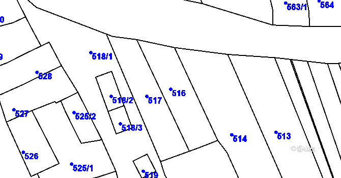 Parcela st. 516 v KÚ Kobeřice u Brna, Katastrální mapa
