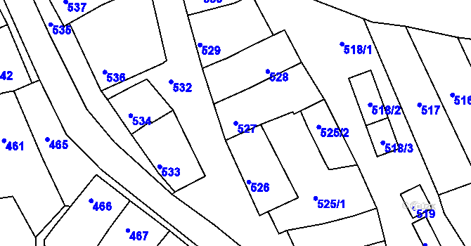 Parcela st. 527 v KÚ Kobeřice u Brna, Katastrální mapa