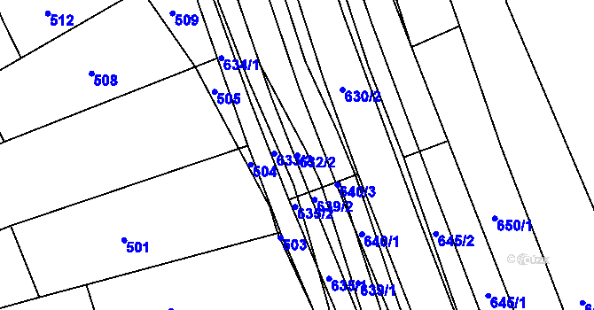 Parcela st. 632/2 v KÚ Kobeřice u Brna, Katastrální mapa