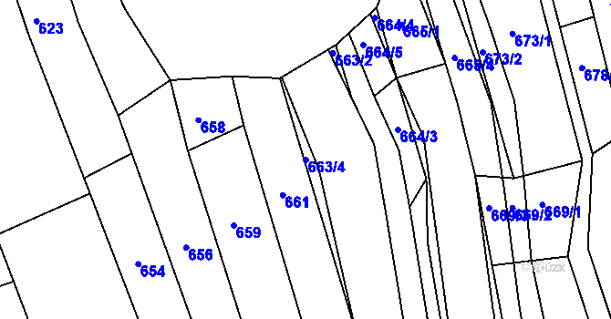 Parcela st. 663/4 v KÚ Kobeřice u Brna, Katastrální mapa