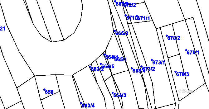 Parcela st. 664/4 v KÚ Kobeřice u Brna, Katastrální mapa