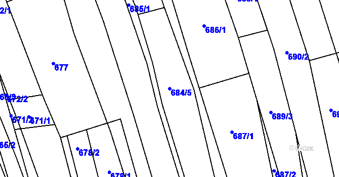 Parcela st. 684/5 v KÚ Kobeřice u Brna, Katastrální mapa