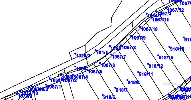 Parcela st. 701/1 v KÚ Kobeřice u Brna, Katastrální mapa