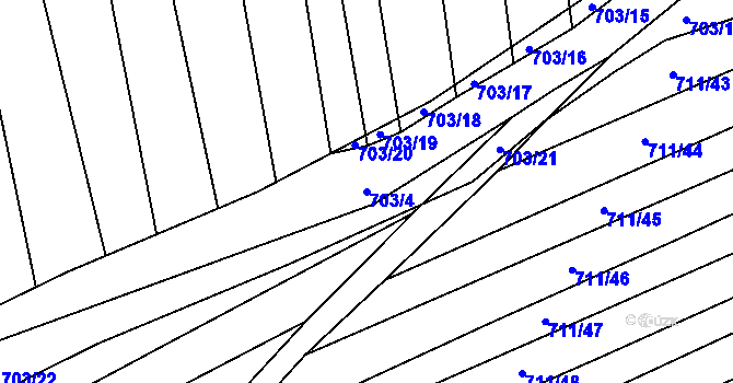 Parcela st. 703/4 v KÚ Kobeřice u Brna, Katastrální mapa