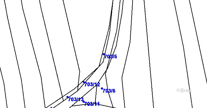 Parcela st. 703/5 v KÚ Kobeřice u Brna, Katastrální mapa
