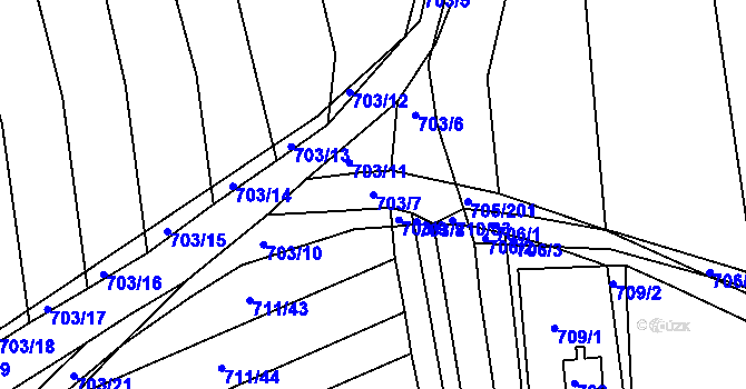 Parcela st. 703/7 v KÚ Kobeřice u Brna, Katastrální mapa