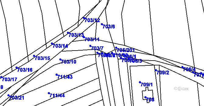 Parcela st. 703/8 v KÚ Kobeřice u Brna, Katastrální mapa