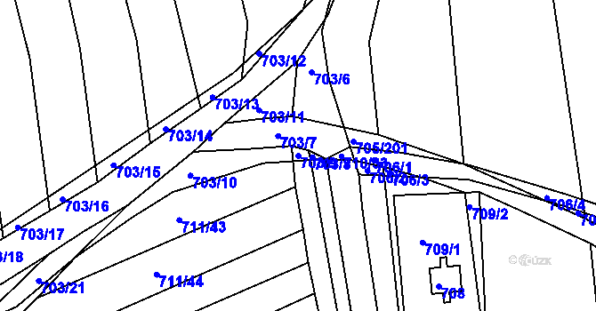 Parcela st. 703/9 v KÚ Kobeřice u Brna, Katastrální mapa