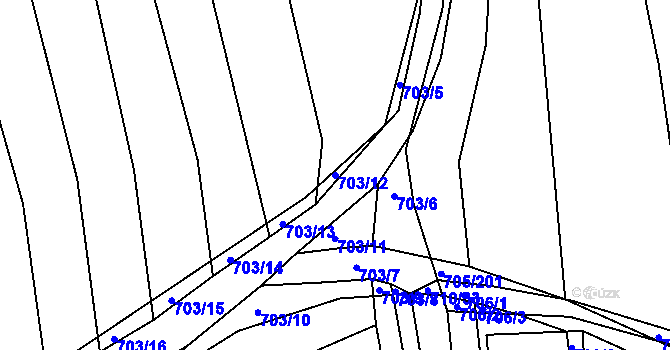 Parcela st. 703/12 v KÚ Kobeřice u Brna, Katastrální mapa