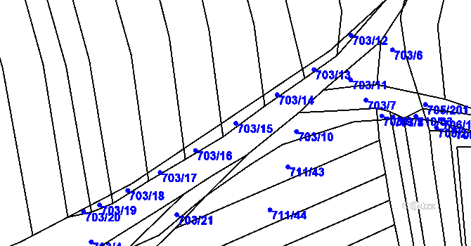 Parcela st. 703/15 v KÚ Kobeřice u Brna, Katastrální mapa