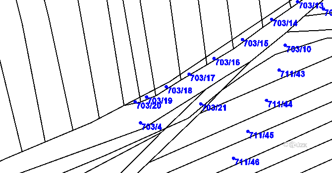 Parcela st. 703/18 v KÚ Kobeřice u Brna, Katastrální mapa