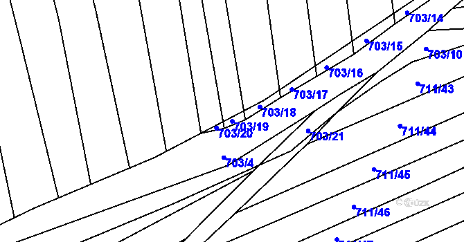 Parcela st. 703/19 v KÚ Kobeřice u Brna, Katastrální mapa