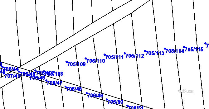 Parcela st. 705/111 v KÚ Kobeřice u Brna, Katastrální mapa