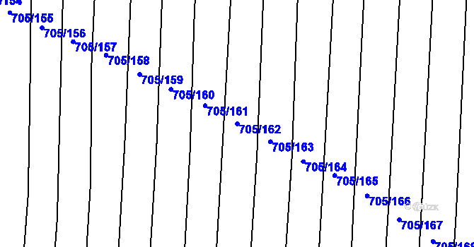 Parcela st. 705/162 v KÚ Kobeřice u Brna, Katastrální mapa