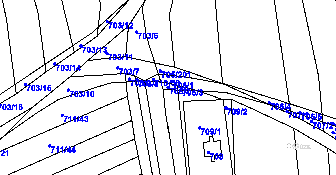 Parcela st. 706/2 v KÚ Kobeřice u Brna, Katastrální mapa