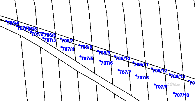 Parcela st. 706/9 v KÚ Kobeřice u Brna, Katastrální mapa