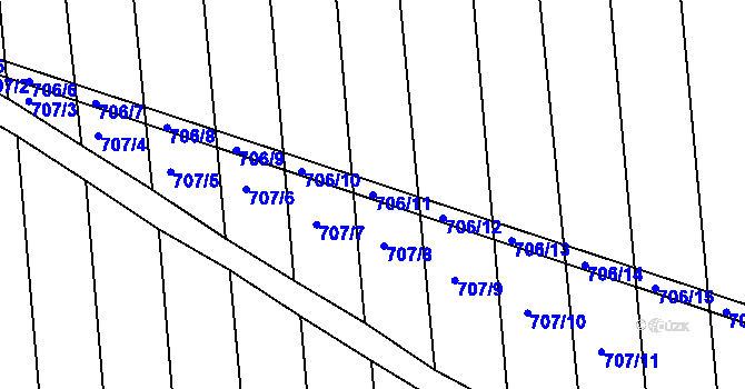 Parcela st. 706/11 v KÚ Kobeřice u Brna, Katastrální mapa