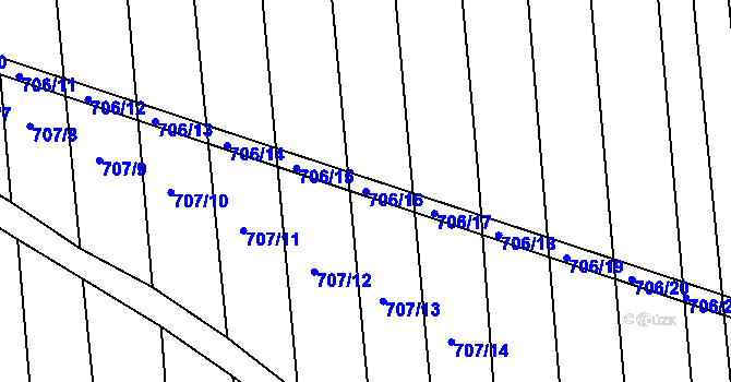 Parcela st. 706/16 v KÚ Kobeřice u Brna, Katastrální mapa