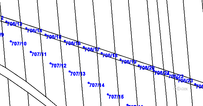 Parcela st. 706/18 v KÚ Kobeřice u Brna, Katastrální mapa