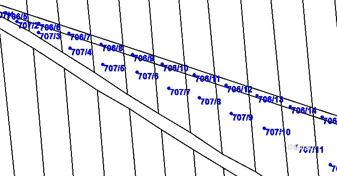 Parcela st. 707/7 v KÚ Kobeřice u Brna, Katastrální mapa
