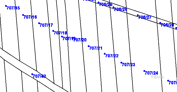 Parcela st. 707/21 v KÚ Kobeřice u Brna, Katastrální mapa